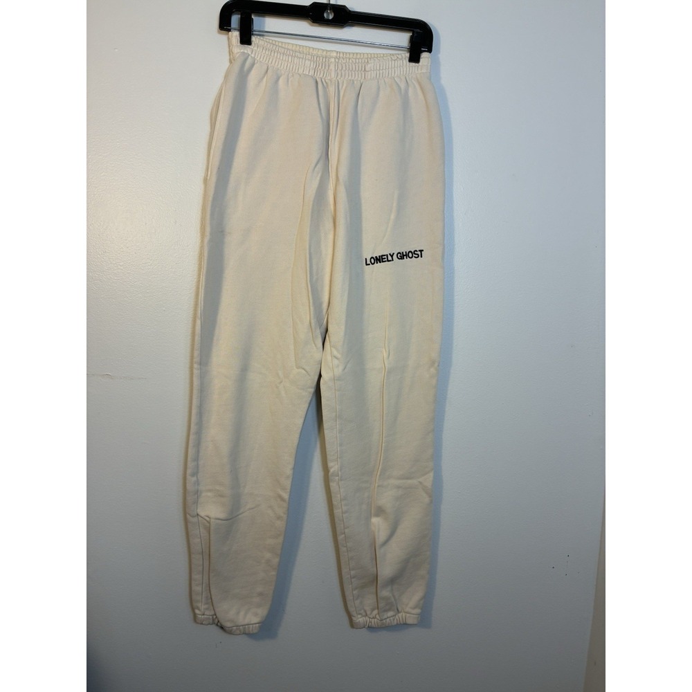 Lonely Ghost Pull‎ On Jogger Sweatpants Mens Small Bone/ivory Streetwear